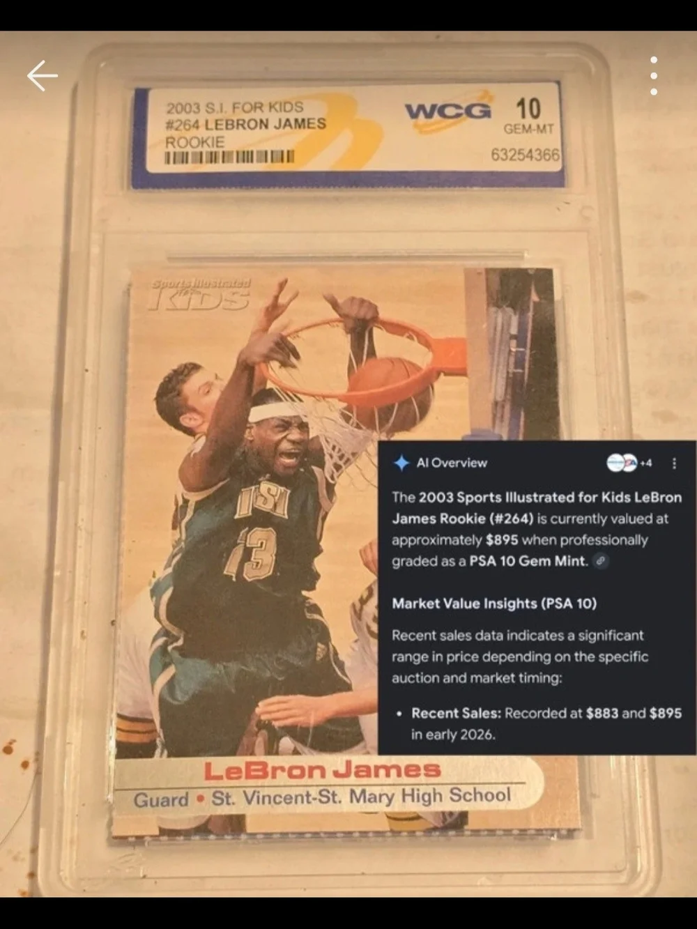 2003 LeBron James Rookie Card Gem Mint 10
